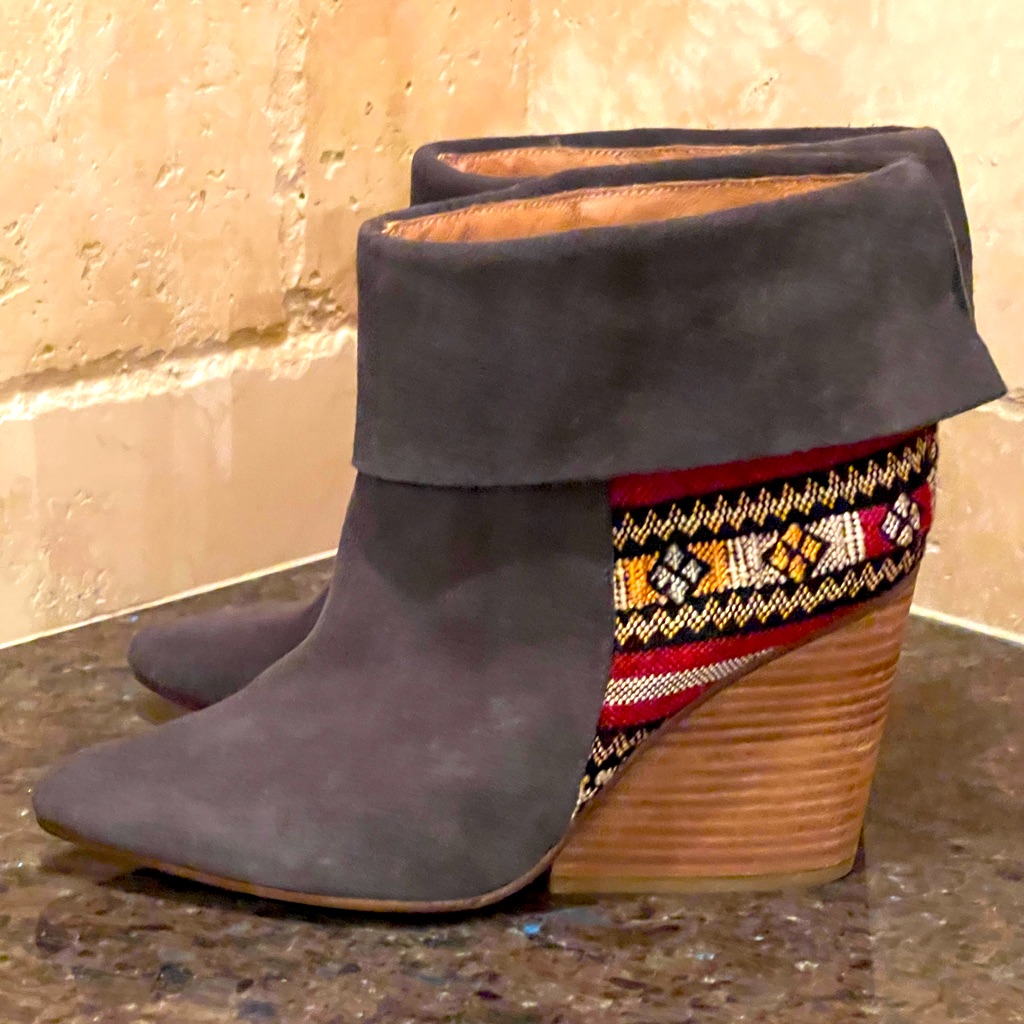 Anthropologie Howsty Suede Wedge Booties